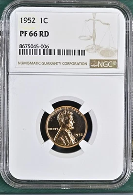 Centavo Lincoln Wheat 1952 a prueba NGC PF-66 RD Foto 1 de 2