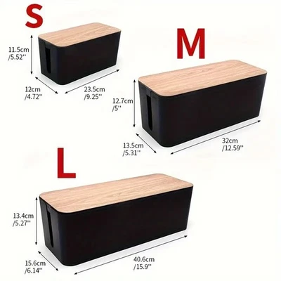Cable Management Box Grain Cable Organizer Box to Hide Wires & Power Strips - Image 1 of 4