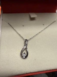 Hsamuel sterling Silver Diamond Droplet Pendant - Picture 1 of 2