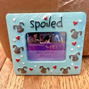 Dog Picture Frame Ceramic Magnetic "Spoiled" Blue  NEW - Picture 1 of 3