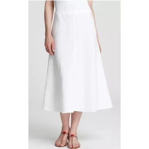 Falda Larga Eileen Fisher 100% Lino Blanca Midi Informal Para Mujer Talla Pequeña Mediana - Imagen 1 de 7