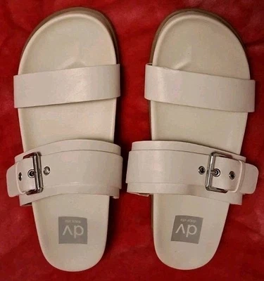 Dolce Vita 9 Aggey Sandal Ivory Double Strap Buckle Platform Slip On - Image 1 of 4