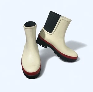 Tory Burch Platform Boots White Rain Rubber Size 10M - Picture 1 of 8