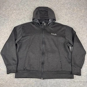 HUK Fishing Full Zip Fleece Jacket Pullover Hoodie Gray Womens Large L * - Picture 1 of 11