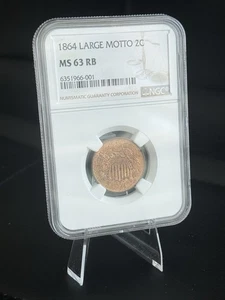 1864 LARGE MOTTO 2 CENT NGC MS63RB (STUNNING) - Picture 1 of 4