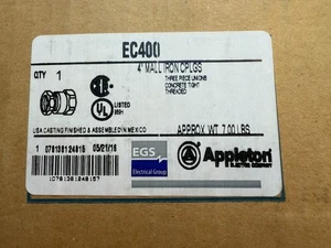 Appleton EC400 EC-400 Ferro CPLGS Condotto Rigido Tre Pezzi Unione 4 Pollici 4" - Nuovo con scatola - Foto 1 di 3