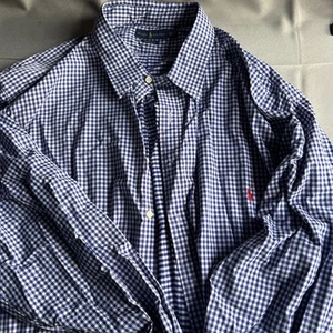 Polo Ralph Lauren Shirt Men's 4XLT Tall Blue Gingham Oxford Pony Preppy - Picture 1 of 5