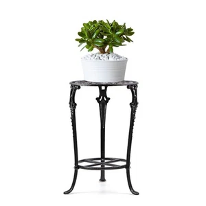Plant Stand 18.8 Inches Tall, Cast Iron Potted Plant Stand, 2-Tier Metal Plan... - Picture 1 of 7