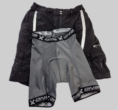 2 Pantalones Cortos Descente Para Hombre Ciclismo 11” Sueltos Nylon y Acolchados Grandes Negros Bolsillos con Cremallera Foto 1 de 4