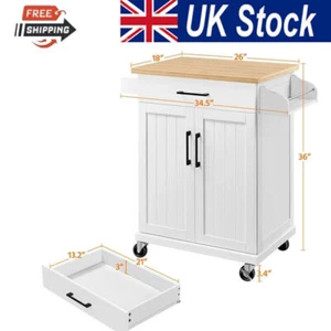 Trolley Cart Rolling Kitchen Cart Mobile Kitchen Island w/Storage Cabinet &Rack - Picture 1 of 9