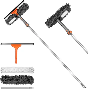Window Squeegee Cleaner Set 2-In-1 Window Cleaning Tool with Extendable Pole, Wi - Picture 1 of 7