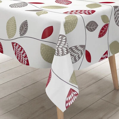 KEVKUS Nappe en Toile Cirée K150088 Feuilles Automne Rouge Gris Carré Rond Oval - Photo 1/4