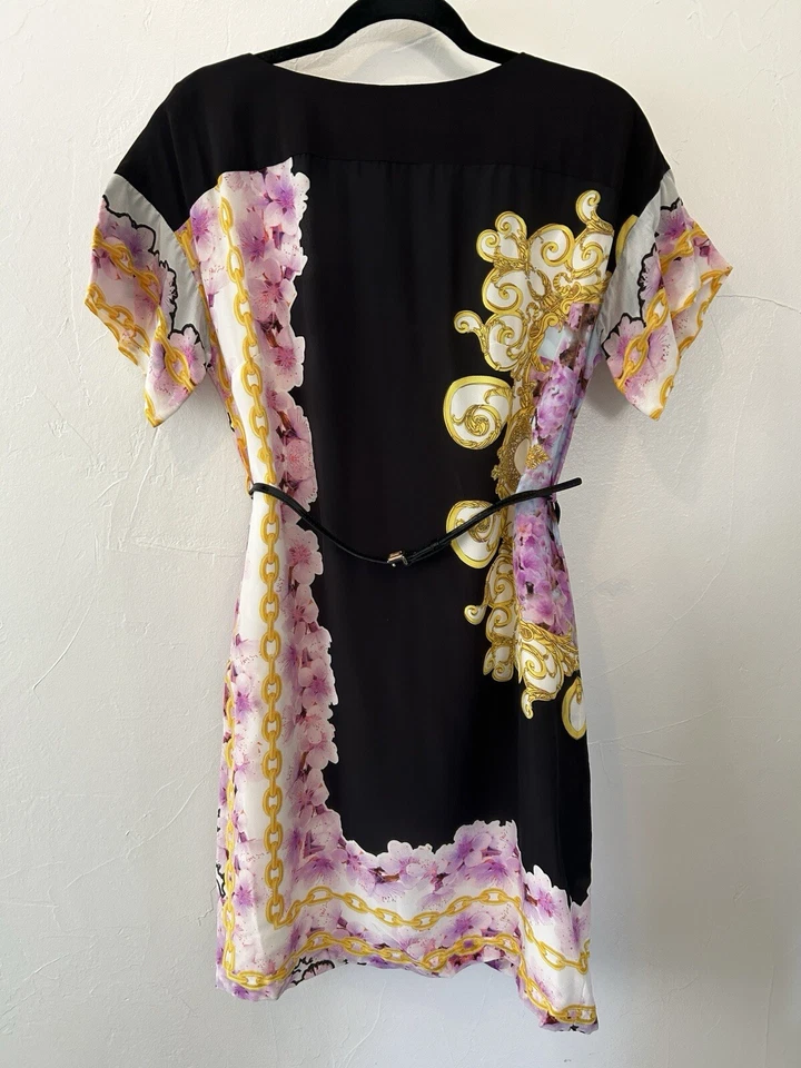 Vestido Clase ROBERTO CAVALLI Hasta la Rodilla Cinturón Mezcla Seda It 40 EE. UU. 6 Foto 1 de 4