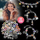 63X Bracelet Making Kit DIY Charm Beads Jewelry Pendant Craft Set for Girls Gift