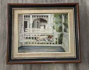 Charming Lazy Cat Oil on Canvas Painting 19”x 16” Framed Read Description - Picture 1 of 8