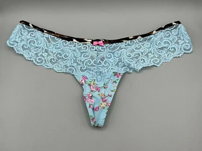 Betsy Johnson Sexy Lace Panties Blue Floral Design Size M - Image 1 of 4