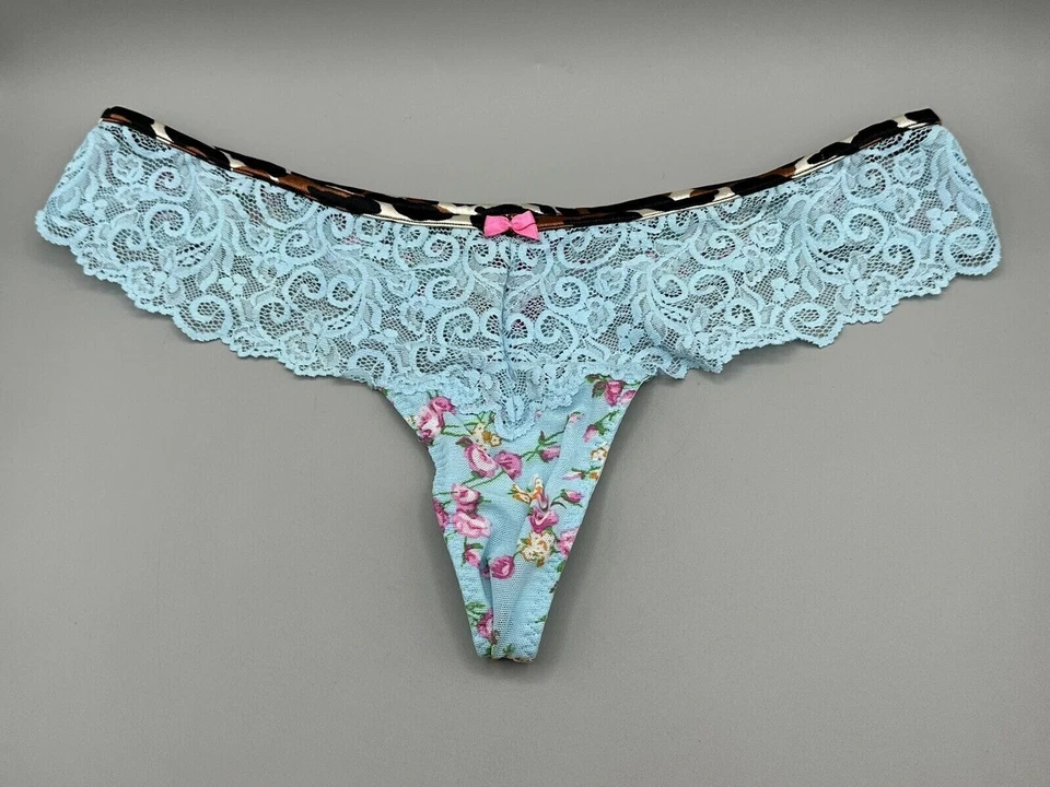 Сексуальные кружевные трусики Betsy Johnson синий цветочный дизайн размер M - Изображение 1 из 4