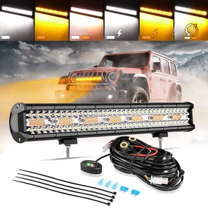 AUXBEAM 20" LED Light Bar Amber White Spot Flood Strobe Light for 2015-2024 Ford - Picture 1 of 12