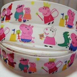 PEPPA PIG Grosgrain Ribbon 1 inch (25mm) width, for craft, hair, cake deco etc - Picture 1 of 2