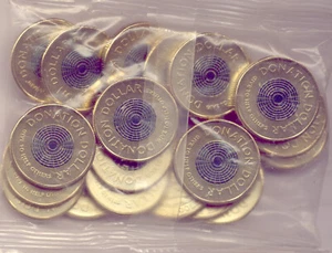 BOLSO COMO NUEVO con 20 x $1 MONEDAS DE DONACIÓN SIN CIRCULAR - BARATO - Imagen 1 de 2