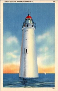 Minot's Lighthouse Massachusetts Bay Scituate Nantasket Beach Lighthouse UNP - Picture 1 of 2
