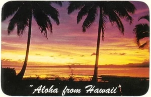Palm Trees, Tropical Sunset, Aloha From Hawaii, Vintage Chrome Postcard - Picture 1 of 2