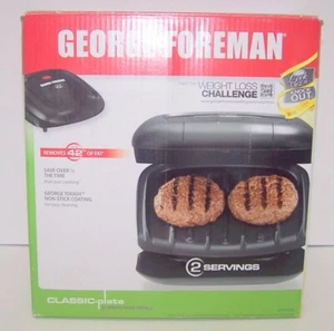 Grill George Foreman Classic Plate 2 Person CounterTop Black Never Used Applica - Picture 1 of 12