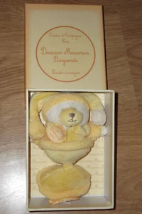 Peluche Doudou et Compagnie Ours bear bar orso teddy Macaron Hochet Grelot Jaune - Picture 1 of 1