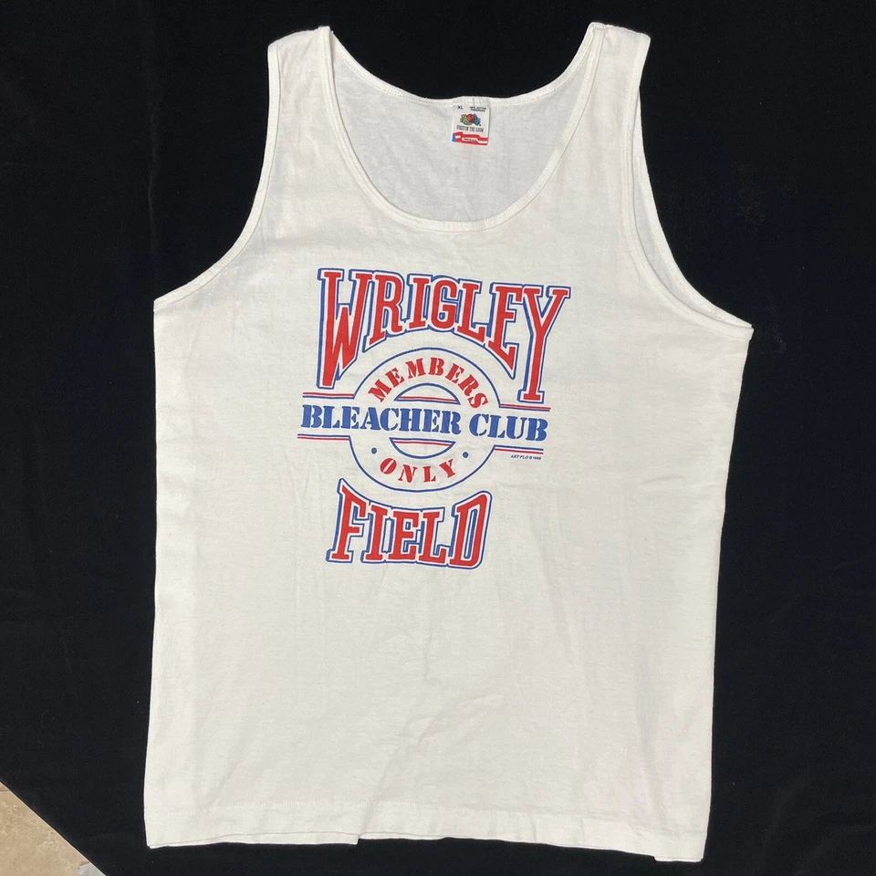 Camiseta sin mangas de colección 1988 WRIGLEY FIELD solo para miembros Bleacher Club camiseta muscular de béisbol Foto 1 de 4