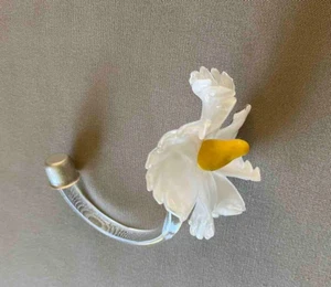 Vtg Hand Blown Murano Italy White Glass Flower Chandelier Part Vetri Venini - Picture 1 of 3