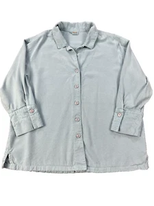 Vintage Tianello Aida Blouse Womens M Blue Boxy Relaxed Oversized 3/4 Sleeve - Picture 1 of 11