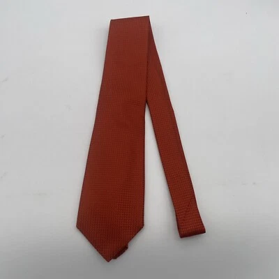 Corbata Larga Lands' End Lujo Naranja Sólida Tejida Seda Usada en Excelente Condición Foto 1 de 4