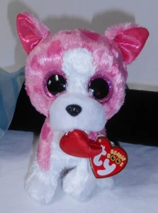 TY BEANIE BOOS, ROMEO PUP, 6 1/2" PINK & WHITE, 2017 W/TAG, FOR VALENTINE'S! - Picture 1 of 12