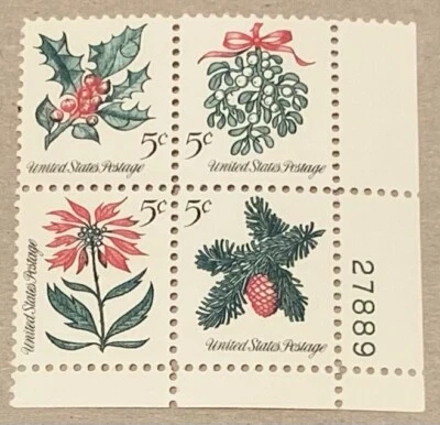 Scott #1257b Christmas Issue 1964 MNH US 5c 4 Stamp Plate Block OG - Image 1 of 2