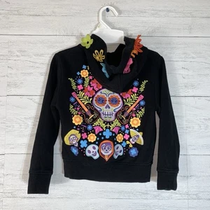 Disney Girl's Size XXS Hooded Jacket Colorful Flowers Skulls Seize Your Moment - Picture 1 of 9