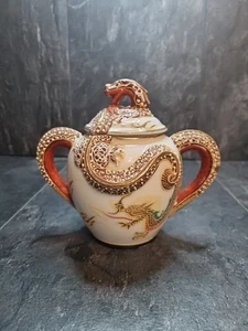 Vintage NTC Japanische Kutani Moriage Braun Drachen Ware Unsterbliche Zuckerdose - Bild 1 von 10