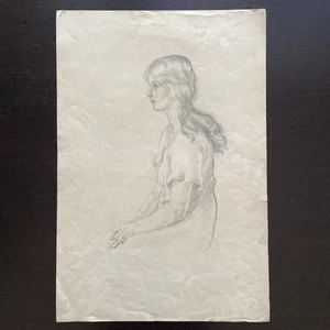 Antique female Portrait Figure pencil Drawing Still Life Drawing - Picture 1 of 6