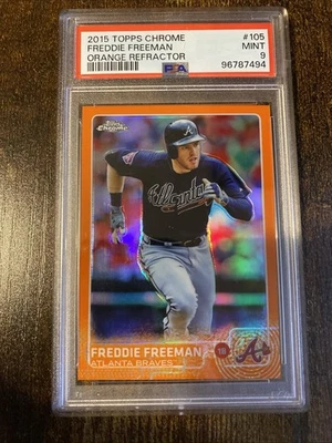 2015 Topps Chrome Freddie Freeman Orange Refractor /25 #105 Braves  - Image 1 of 2