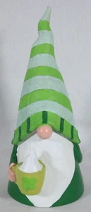 ST. PATRICK'S DAY GREEN & WHITE IRISH GNOME FIGURE HOLDING A MUG 12" TALL NEW - Picture 1 of 6
