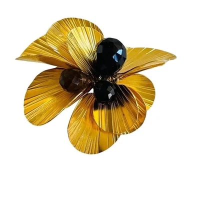 Anillo Movimiento Cóctel Pasarela Grueso Escultural Flor Oro Ajustable Foto 1 de 4