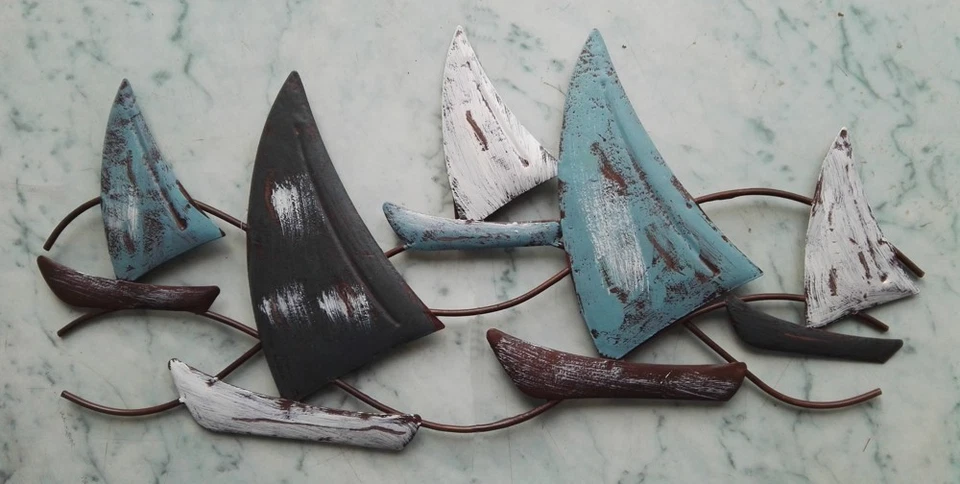 Wunderschönes Wandobjekt Segler Segelschiffe Wanddekoration aus Metall - Bild 1 von 1