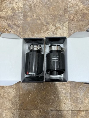 Akrapovic Real Carbon Fiber Single Exhaust Tips 2.5” Inlet To 4” Outlet, 2 Pcs - Image 1 of 4