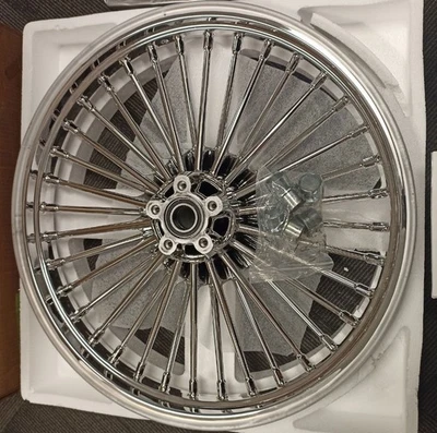 Chrome 21x2.15 Fat Spoke Front Wheel Dual Disc For Harley Dyna FXDB FXDL Used - Image 1 of 4
