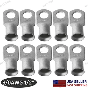10-50X Tinned Copper Cable Lugs Battery 1/2" Ring Terminal 3/0AWG Wire Connector - Picture 1 of 11