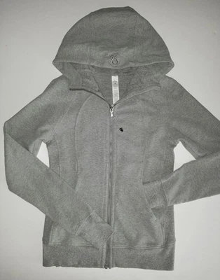 Moletom com capuz Lululemon Scuba IV couro vapor cinza zíper completo algodão lã NOVO tamanho 6 - Imagem 1 de 4