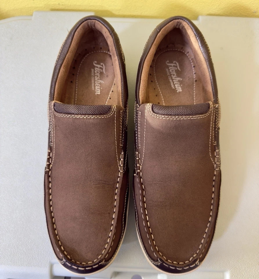 Zapatos sin cordones Florsheim Lakeside Boat de cuero marrón para hombre talla 11 M Foto 1 de 3