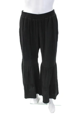 Женские хлопчатобумажные эластичные брюки Drew с многоярусной талией и широкими штанинами черные размер S - Изображение 1 из 4