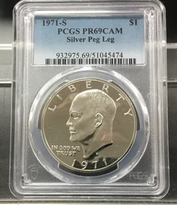 1971-S IKE PEG LEG VARIETY STUNNING PR69CAMEO TOP POP!! ONLY 11 IN PR69CAM!! - Picture 1 of 7
