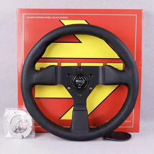 320mm MOMO Montecarlo V2 Leather Thickened Spoke Car Sport Steering Wheel #Black - Picture 1 of 4