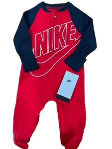 NEW BOY'S NIKE RED ONE PIECE SLEEP PLAY SIZE 6 months - Picture 1 of 4